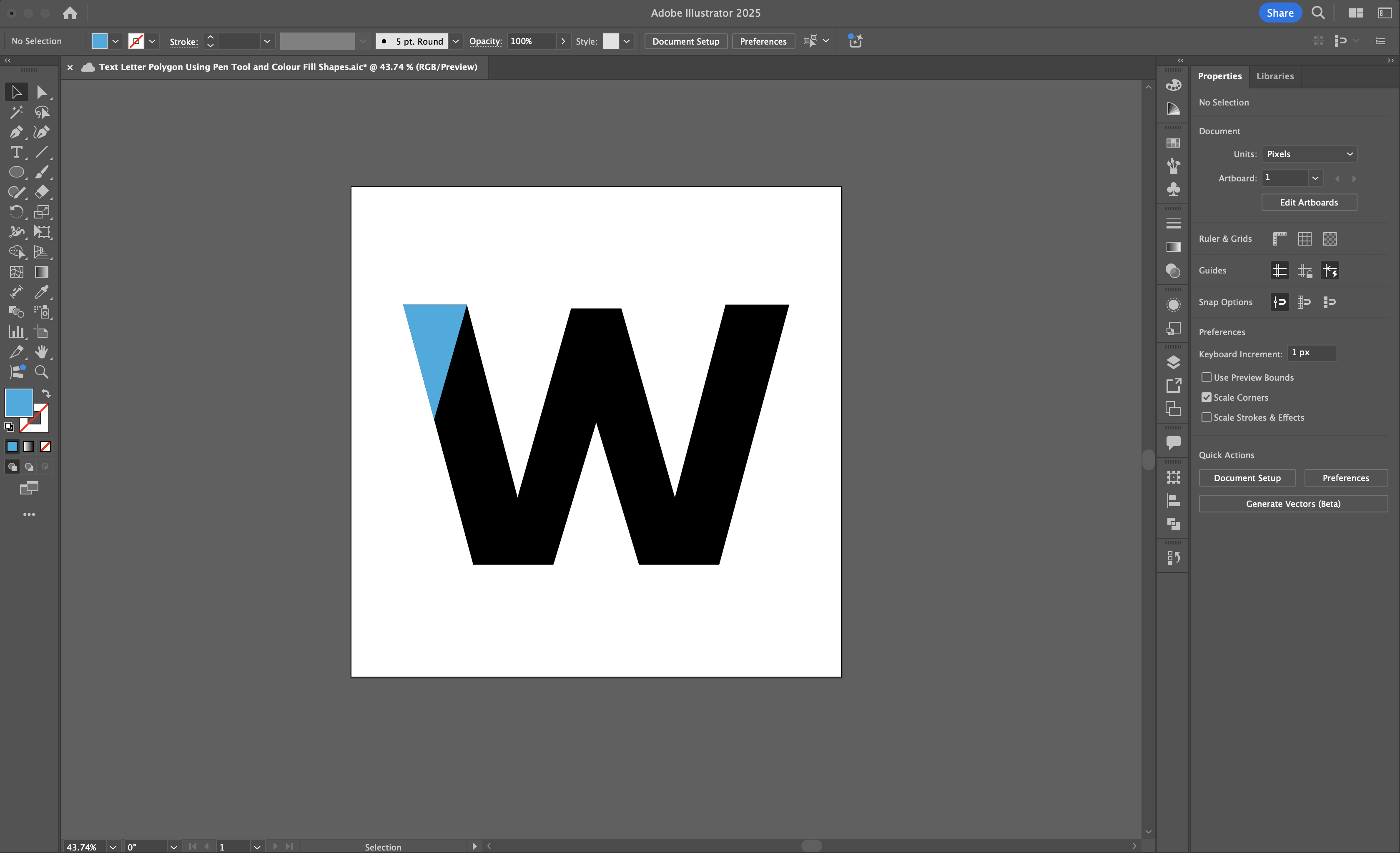 Use pen tool to draw triangle and fill colour